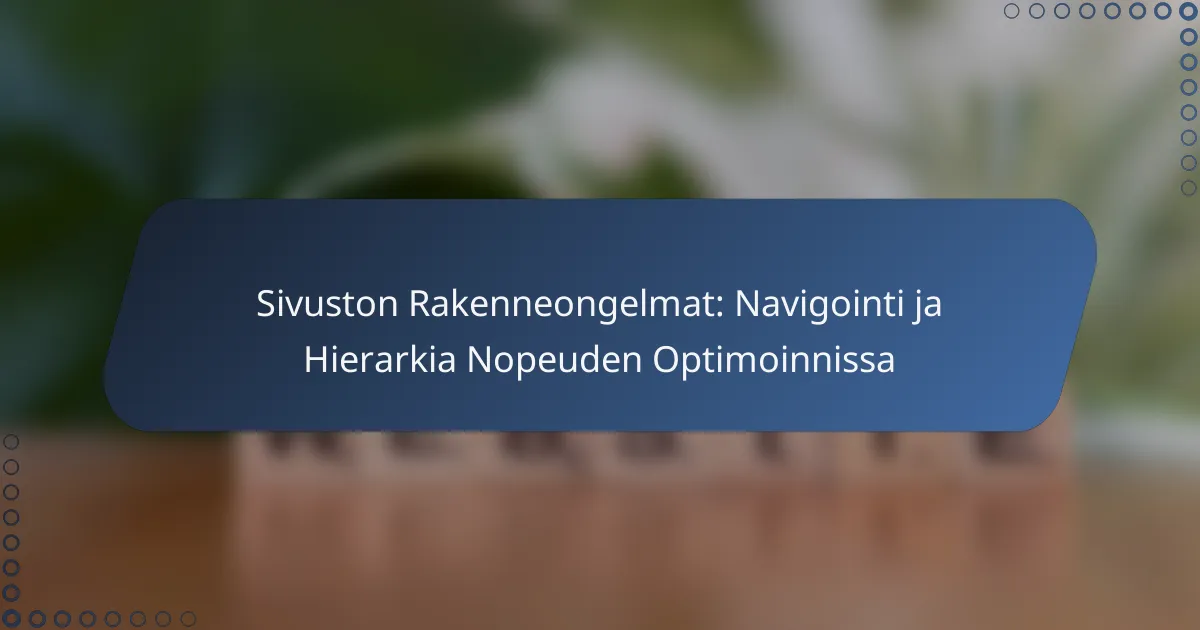 Sivuston Rakenneongelmat: Navigointi ja Hierarkia Nopeuden Optimoinnissa