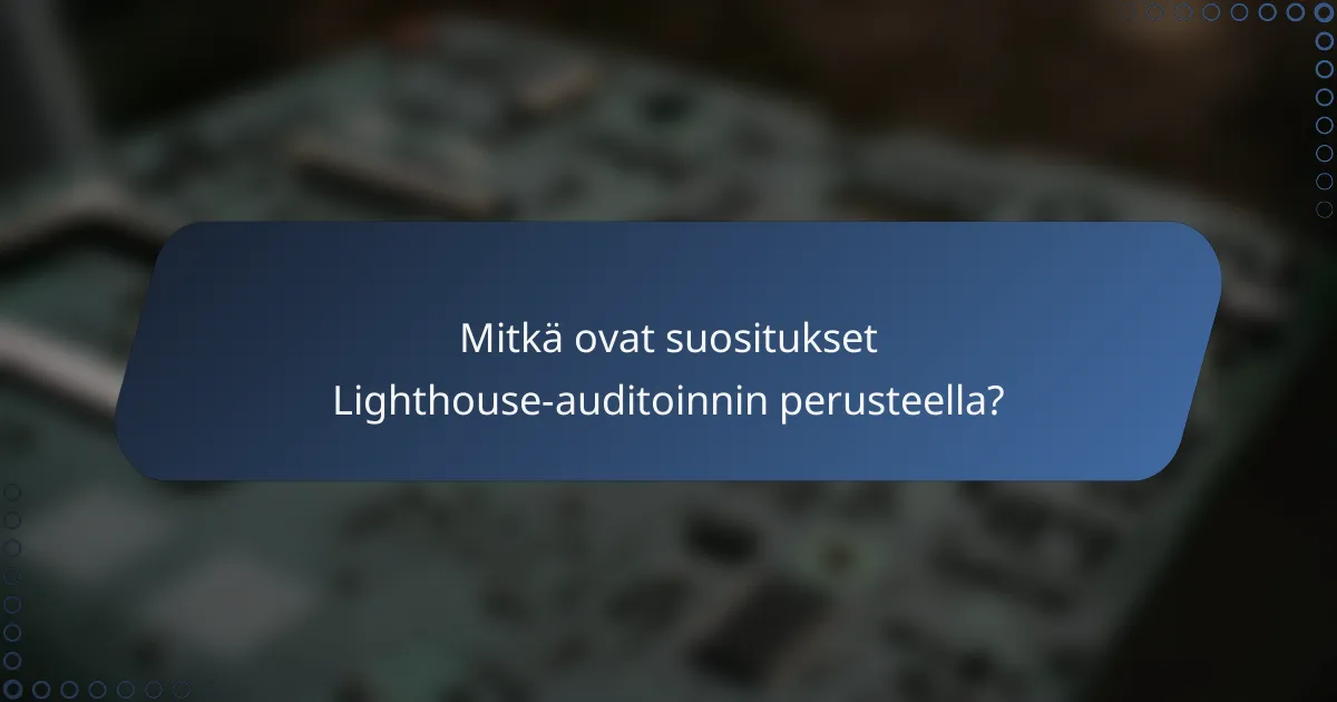 Mitkä ovat suositukset Lighthouse-auditoinnin perusteella?